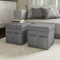 Daphnes Dinnette Foldable Storage Cube Ottoman with Pockets - Charcoal Gray DA3857373